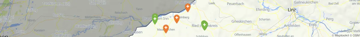 Kartenansicht für Apotheken-Notdienste in der Nähe von Geinberg (Ried, Oberösterreich)